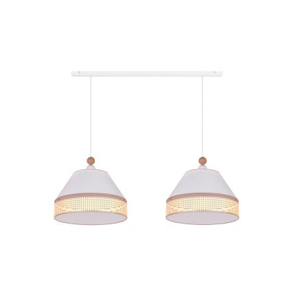 Duolla - Suspension filaire AVIGNON 2xE27/15W/230V blanc/rotin