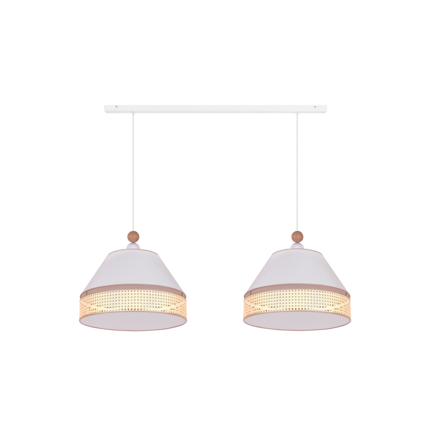 Duolla - Suspension filaire AVIGNON 2xE27/15W/230V blanc/rotin