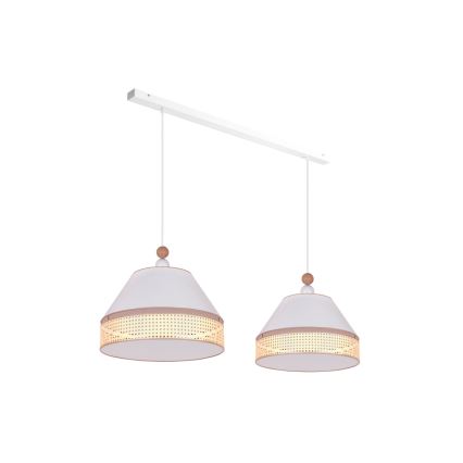 Duolla - Suspension filaire AVIGNON 2xE27/15W/230V blanc/rotin