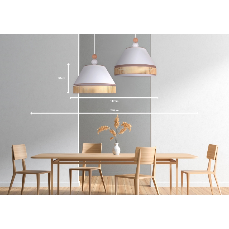 Duolla - Suspension filaire AVIGNON 2xE27/15W/230V blanc/rotin