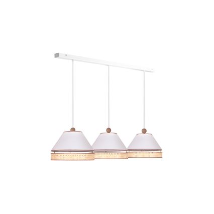 Duolla - Suspension filaire AVIGNON 3xE27/15W/230V blanc/rotin