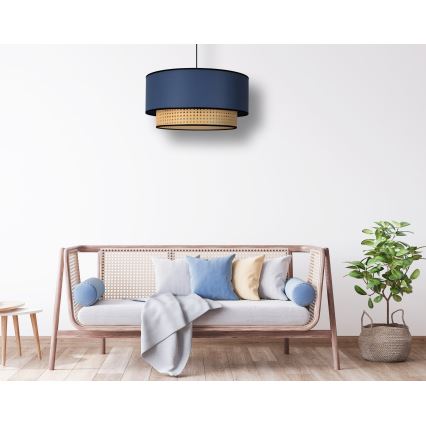 Duolla - Suspension filaire BOHO 1xE27/15W/230V d. 45 cm bleu/rotin