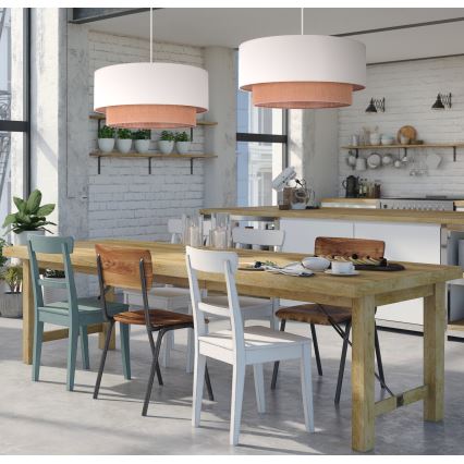 Duolla - Suspension filaire BOHO 2xE27/15W/230V beige/marron