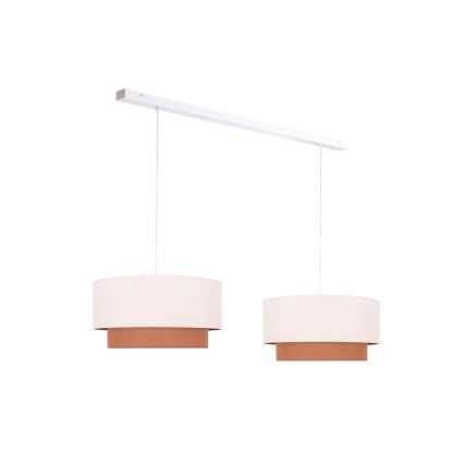 Duolla - Suspension filaire BOHO 2xE27/15W/230V beige/marron