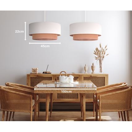 Duolla - Suspension filaire BOHO 2xE27/15W/230V beige/marron