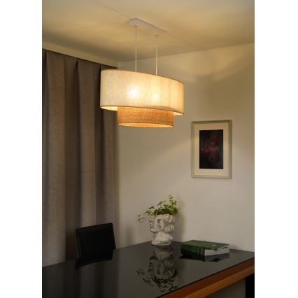 Duolla - Suspension filaire DOUBLE OVAL NATURE 2xE27/15W/230V crème/beige