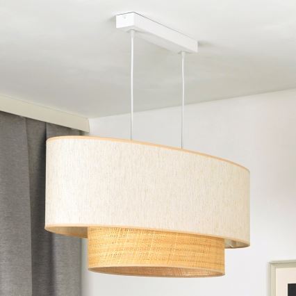 Duolla - Suspension filaire DOUBLE OVAL NATURE 2xE27/15W/230V crème/beige