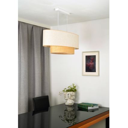 Duolla - Suspension filaire DOUBLE OVAL NATURE 2xE27/15W/230V crème/beige