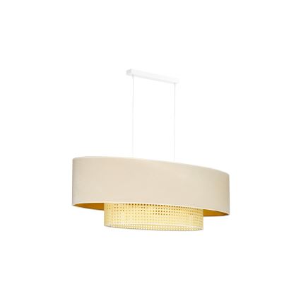 Duolla - Suspension filaire DOUBLE OVAL RATTAN 2xE27/15W/230V crème/rotin