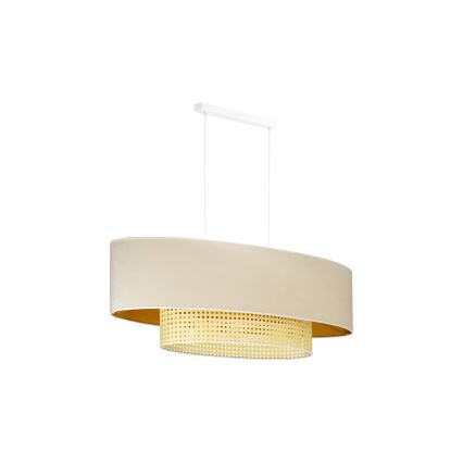 Duolla - Suspension filaire DOUBLE OVAL RATTAN 2xE27/15W/230V crème/rotin