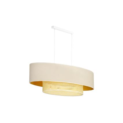 Duolla - Suspension filaire DOUBLE OVAL RATTAN 2xE27/15W/230V crème/rotin