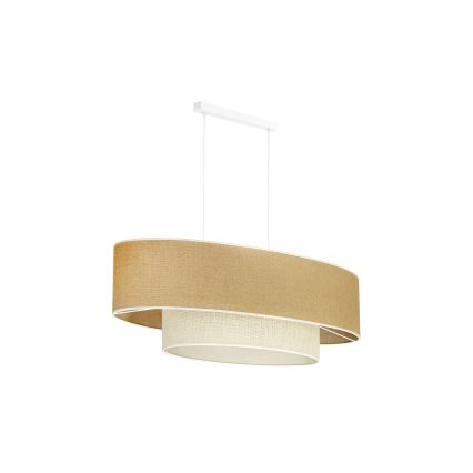 Duolla - Suspension filaire DOUBLE OVAL YUTE 2xE27/15W/230V marron/crème