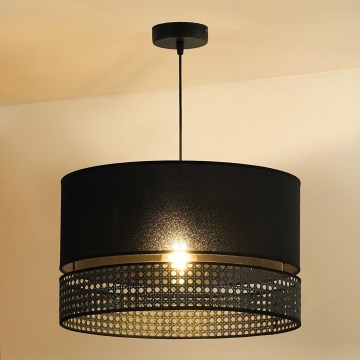 Duolla - Suspension filaire DOUBLE RATTAN 1xE27/15W/230V d. 40 cm noir