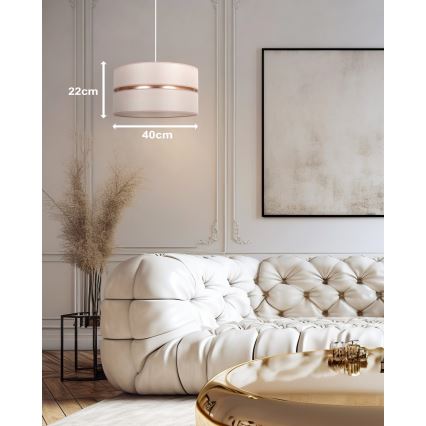 Duolla - Suspension filaire DUO 1xE27/15W/230V d. 40 cm beige/doré