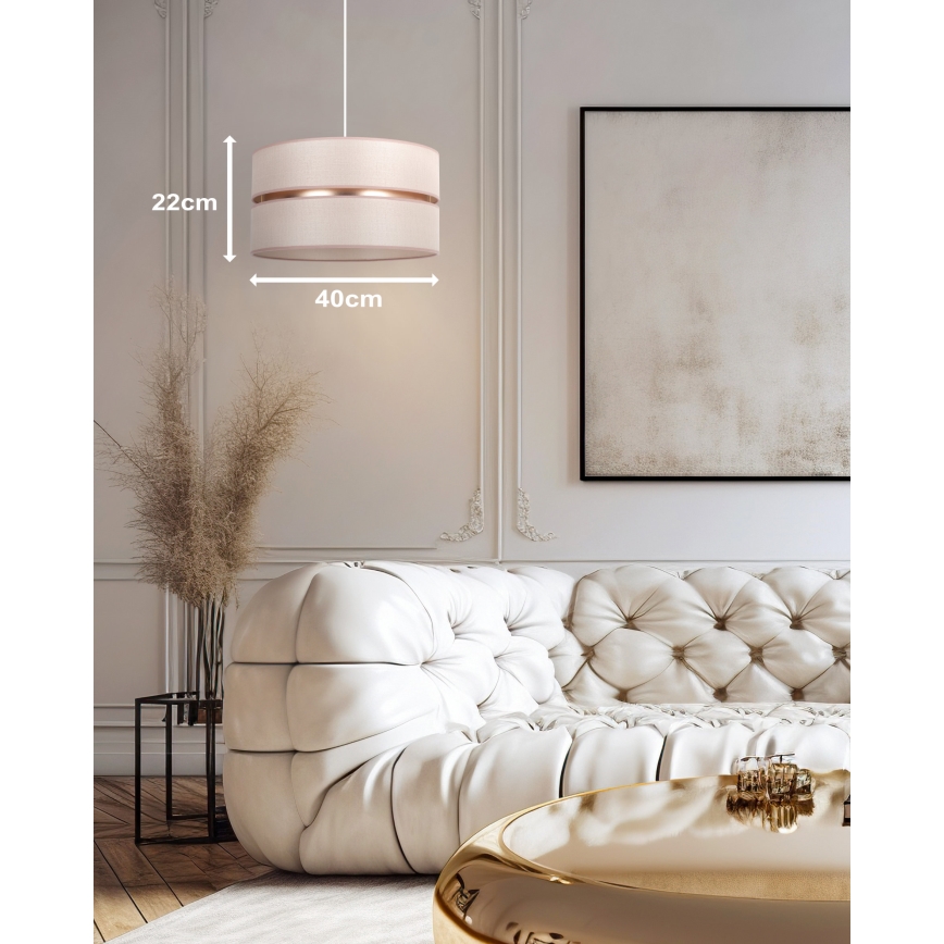 Duolla - Suspension filaire DUO 1xE27/15W/230V d. 40 cm beige/doré