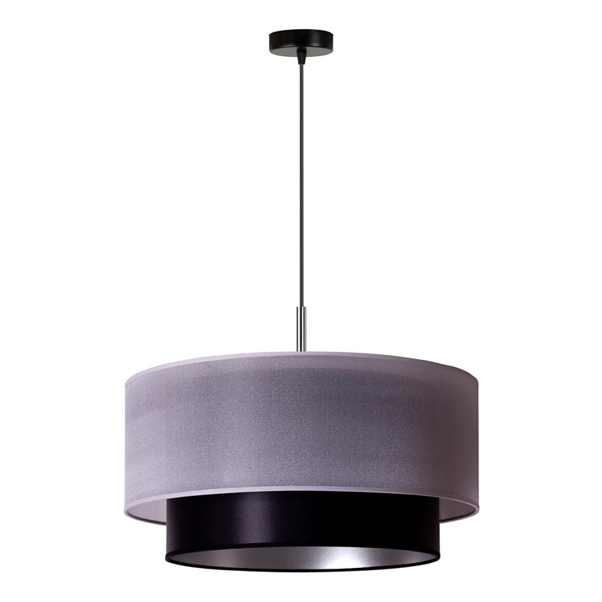 Duolla - Suspension filaire NANTES 1xE27/15W/230V diam. 45 cm argent/noir