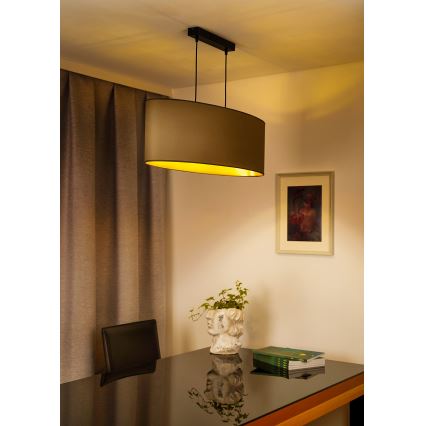 Duolla - Suspension filaire OVAL VEGAN 2xE27/15W/230V beige