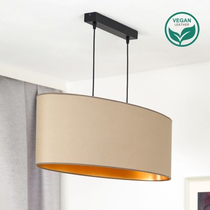 Duolla - Suspension filaire OVAL VEGAN 2xE27/15W/230V beige