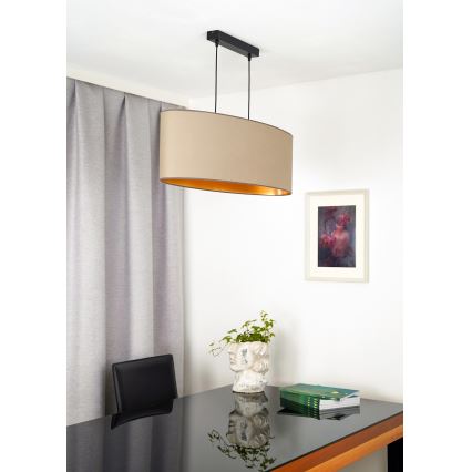 Duolla - Suspension filaire OVAL VEGAN 2xE27/15W/230V beige