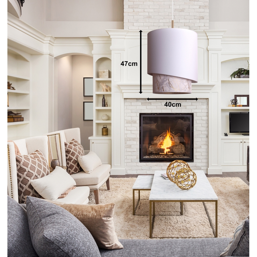 Duolla - Suspension filaire PARIS 1xE27/15W/230V diam. 40 cm blanc/beige