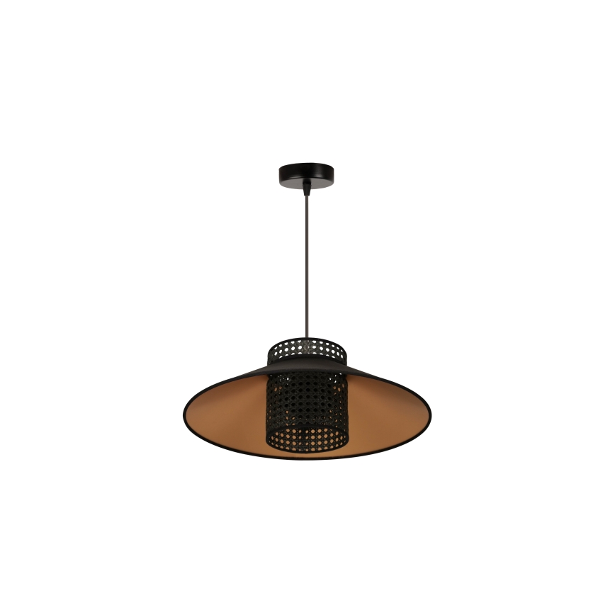Duolla - Suspension filaire RIO RATTAN 1xE27/15W/230V d. 45 cm noir/doré