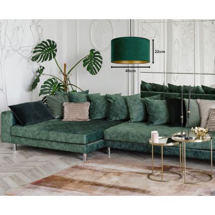 Duolla - Suspension filaire ROLLER 1xE27/15W/230V d. 40 cm vert foncé/doré
