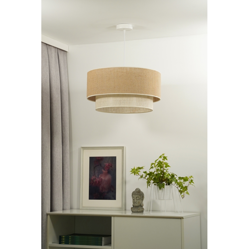 Duolla - Suspension filaire YUTE BOHO 3xE27/15W/230V d. 60 cm marron/crème