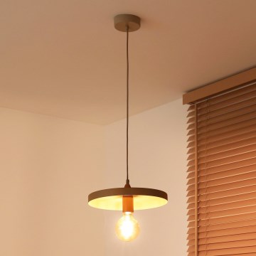 Duolla - Suspension sur câble IRONLINE 1xE27/15W/230V diam. 30 cm beige/cuivré