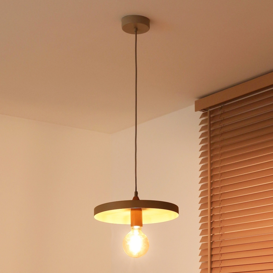 Duolla - Suspension sur câble IRONLINE 1xE27/15W/230V diam. 30 cm beige/cuivré