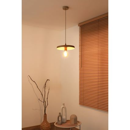 Duolla - Suspension sur câble IRONLINE 1xE27/15W/230V diam. 30 cm beige/cuivré