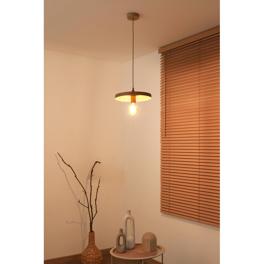 Duolla - Suspension sur câble IRONLINE 1xE27/15W/230V diam. 30 cm beige/cuivré