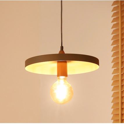 Duolla - Suspension sur câble IRONLINE 1xE27/15W/230V diam. 30 cm beige/cuivré