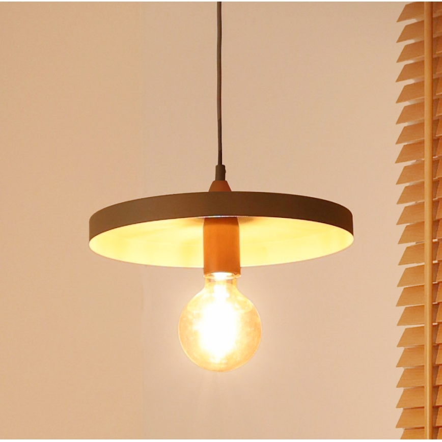 Duolla - Suspension sur câble IRONLINE 1xE27/15W/230V diam. 30 cm beige/cuivré