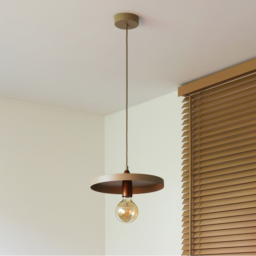 Duolla - Suspension sur câble IRONLINE 1xE27/15W/230V diam. 30 cm beige/cuivré