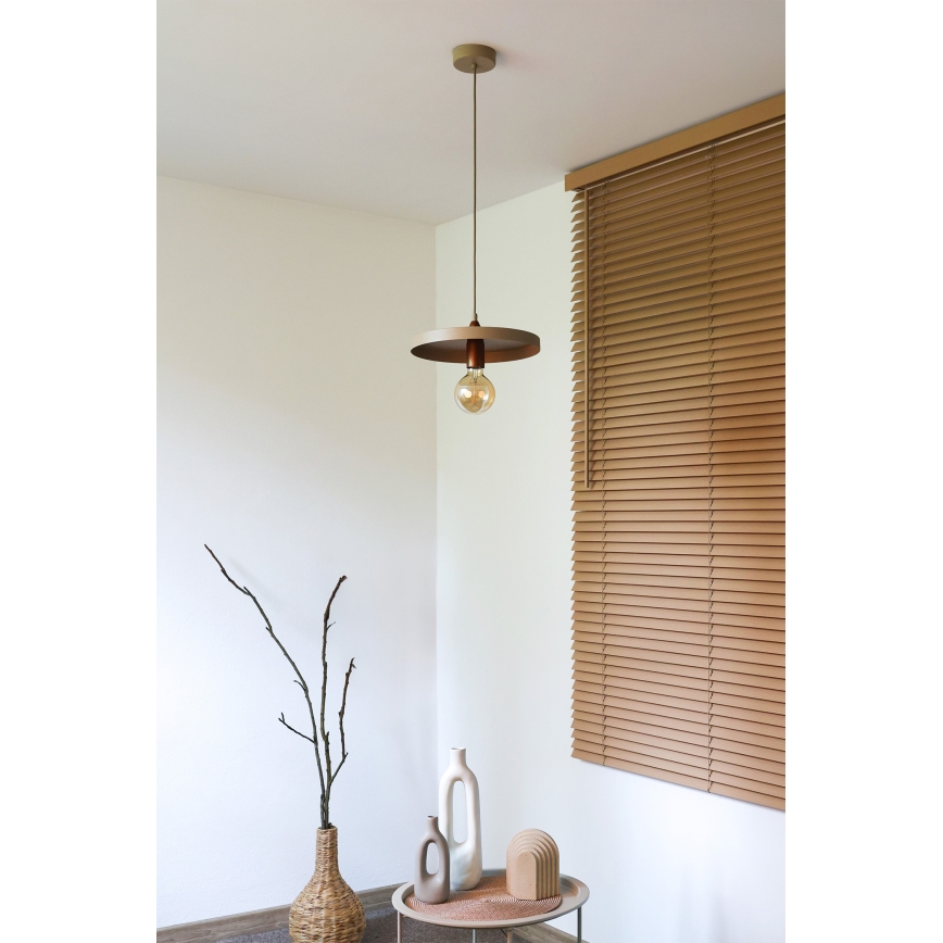 Duolla - Suspension sur câble IRONLINE 1xE27/15W/230V diam. 30 cm beige/cuivré