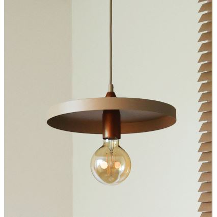 Duolla - Suspension sur câble IRONLINE 1xE27/15W/230V diam. 30 cm beige/cuivré