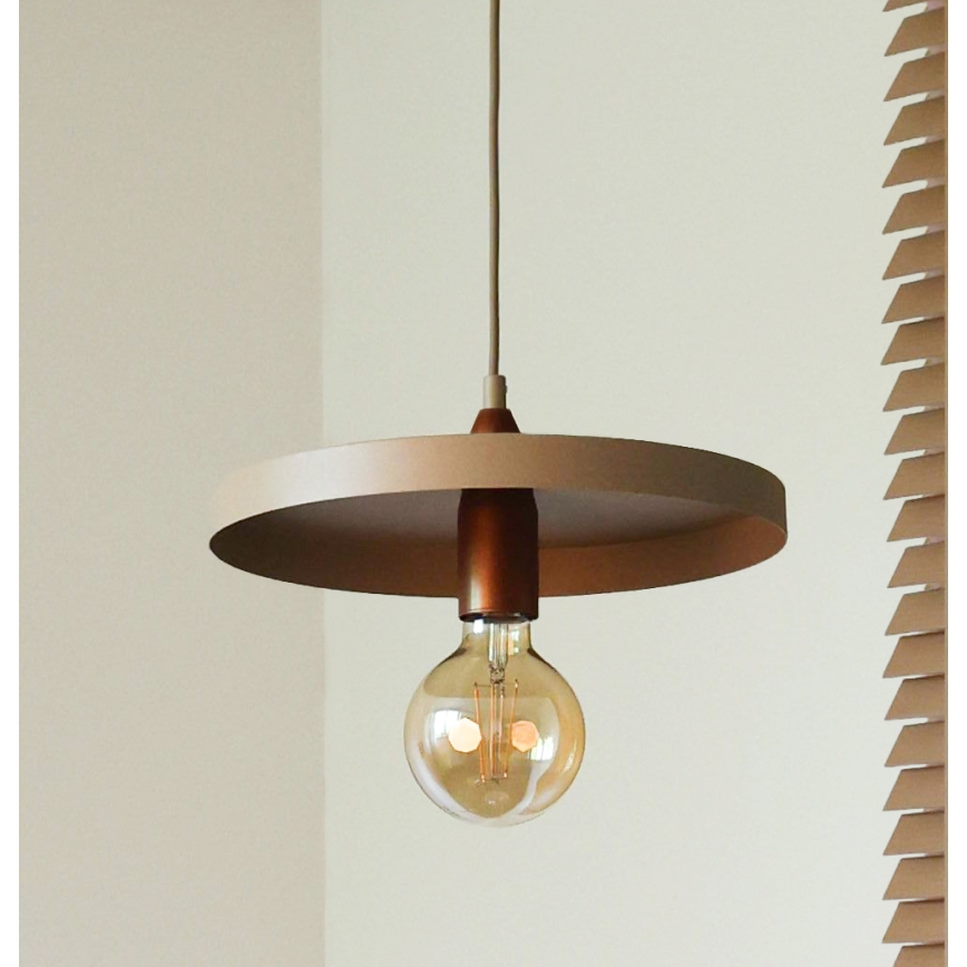 Duolla - Suspension sur câble IRONLINE 1xE27/15W/230V diam. 30 cm beige/cuivré