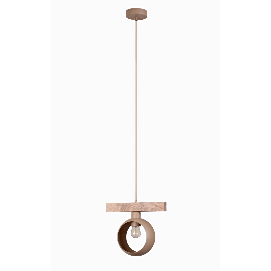 Duolla - Suspension sur câble IRONLINE 1xE27/15W/230V pin chêne/beige