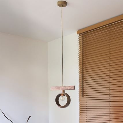 Duolla - Suspension sur câble IRONLINE 1xE27/15W/230V pin chêne/beige