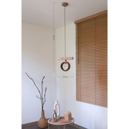 Duolla - Suspension sur câble IRONLINE 1xE27/15W/230V pin chêne/beige