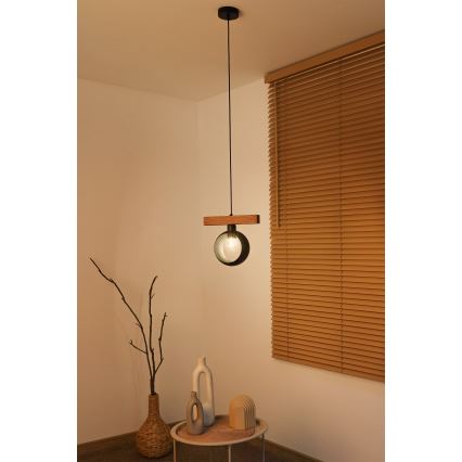 Duolla - Suspension sur câble IRONLINE 1xE27/15W/230V pin/chêne/noir