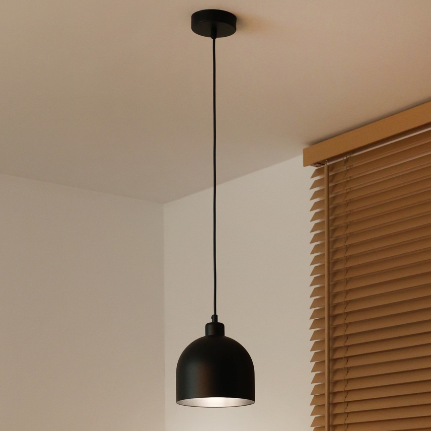 Duolla - Suspension sur câble IRONLINE 1xE27/15W/230V Ø 17 cm noire