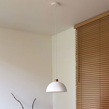 Duolla - Suspension sur câble IRONLINE 1xE27/15W/230V Ø 27 cm blanc/cuivre