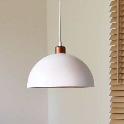 Duolla - Suspension sur câble IRONLINE 1xE27/15W/230V Ø 27 cm blanc/cuivre
