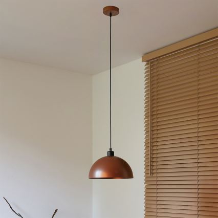 Duolla - Suspension sur câble IRONLINE 1xE27/15W/230V Ø 27 cm cuivré/noir