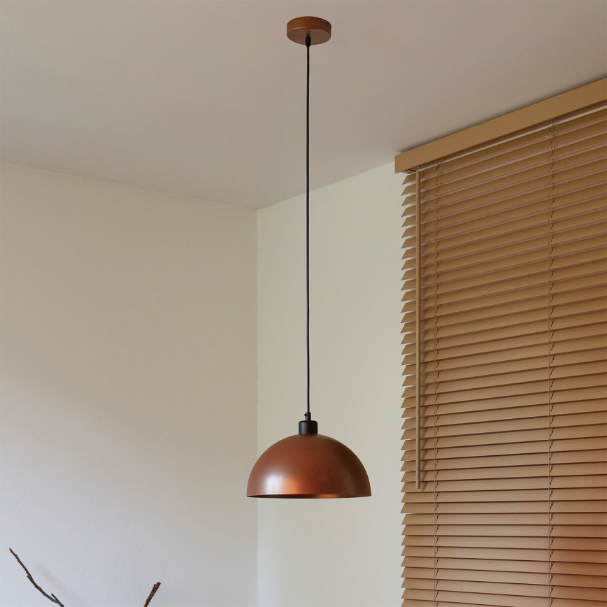 Duolla - Suspension sur câble IRONLINE 1xE27/15W/230V Ø 27 cm cuivré/noir