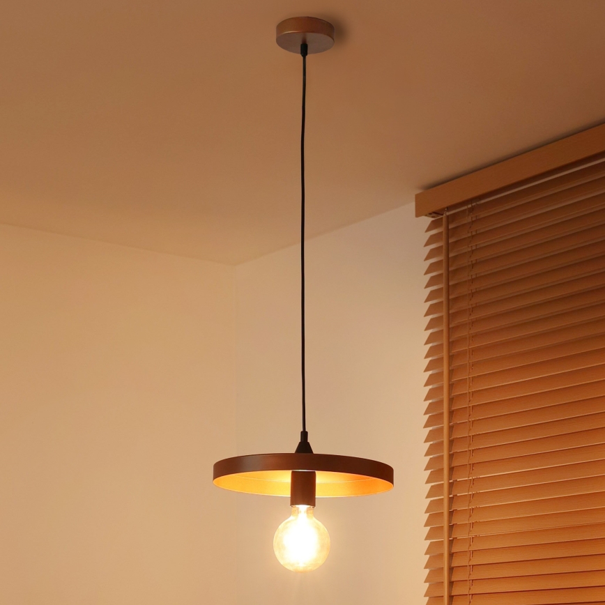 Duolla - Suspension sur câble IRONLINE 1xE27/15W/230V Ø 30 cm cuivré/noir