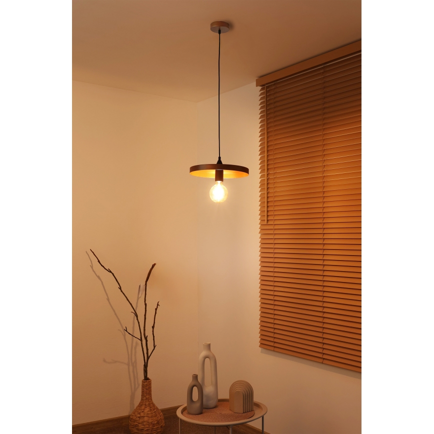 Duolla - Suspension sur câble IRONLINE 1xE27/15W/230V Ø 30 cm cuivré/noir