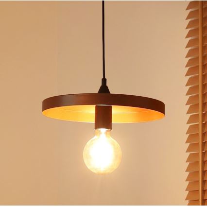 Duolla - Suspension sur câble IRONLINE 1xE27/15W/230V Ø 30 cm cuivré/noir