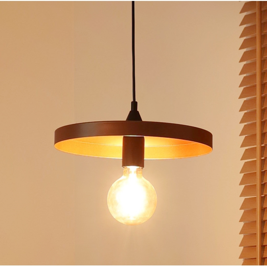 Duolla - Suspension sur câble IRONLINE 1xE27/15W/230V Ø 30 cm cuivré/noir